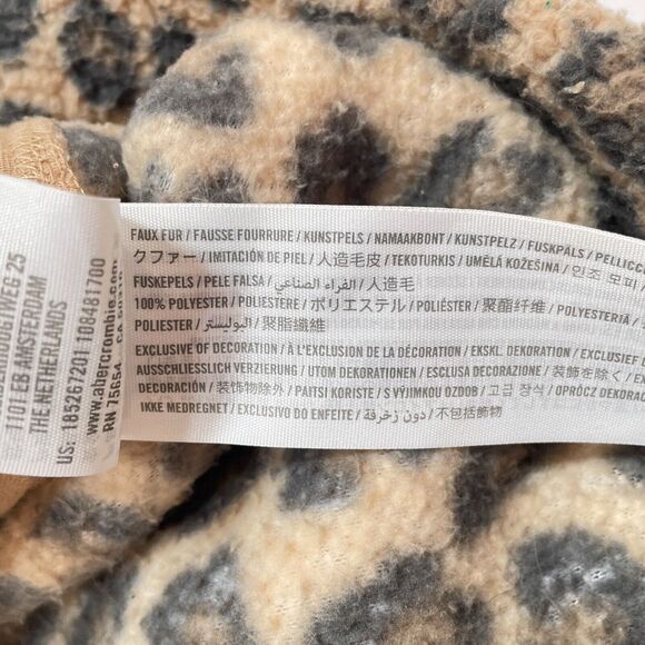 Abercrombie & Fitch Sherpa Fleece Sweater Medium Cheetah Leopard Soft A&F Cozy - Picture 7 of 10